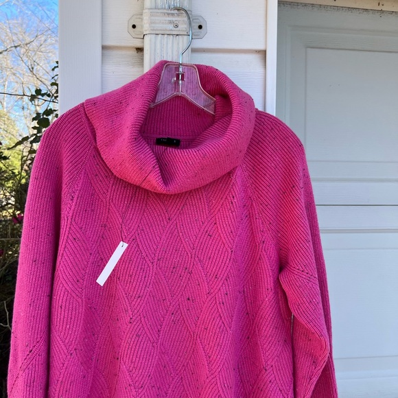 NWT Talbots Pretty Pink Multicolored Flecks Diamond Weave Cowl Neck Sweater - Picture 2 of 6